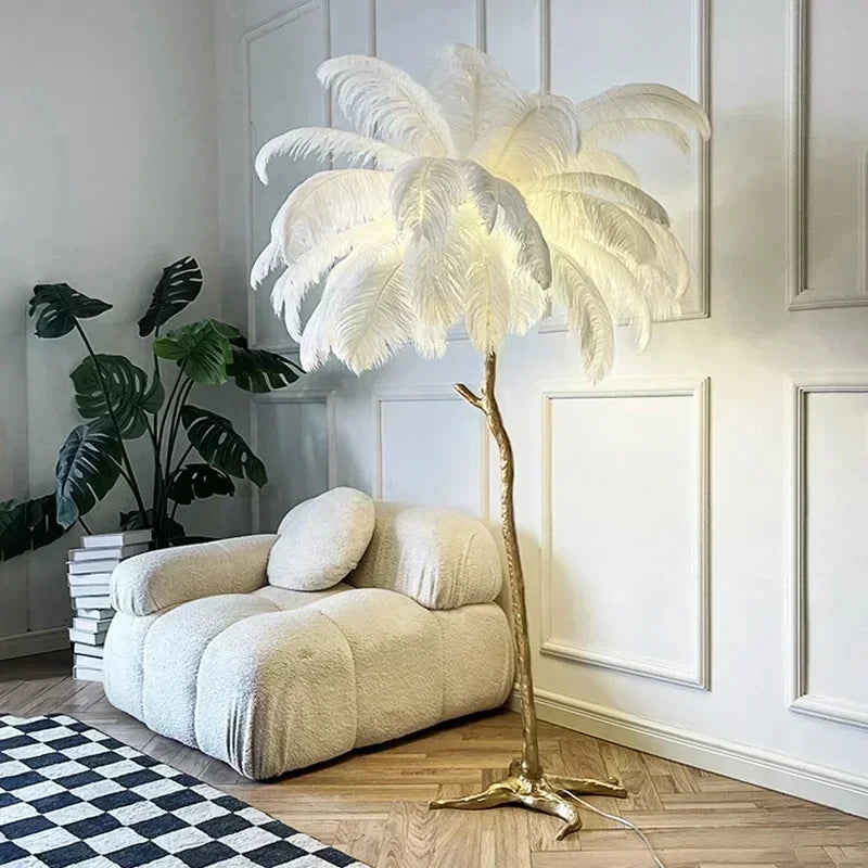 Nordic Ostrich Feather Floor Lamp - Luxury Standing Lamp for Living Room & Bedroom