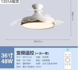 Modern Led White Ceiling Fans With Light Low Floor 36inch 42 Inch Remote Control DC Motor 36W Simple Fans Lighting Living Room