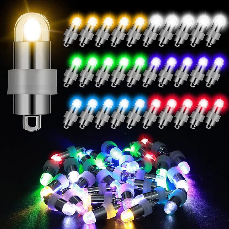 10-50PCS Non-Blinking Mini LED Balloon Lights - Waterproof Submersible Party Lamps
