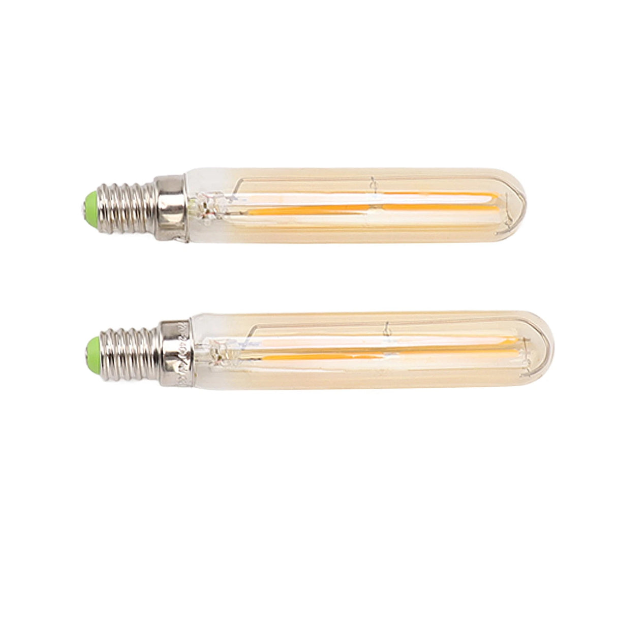 2Pcs E14 LED Tubular Light Bulbs - 4W 2300K Warm Amber T20x120 Filament Lamp