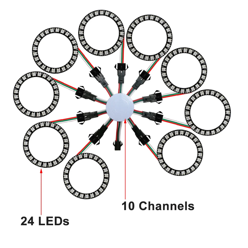 LED Sparkle Ring Light Circle Module WS2812B Individually Addressable RGB Atmosphere Lamp 17 Key Music Remote Control for Party