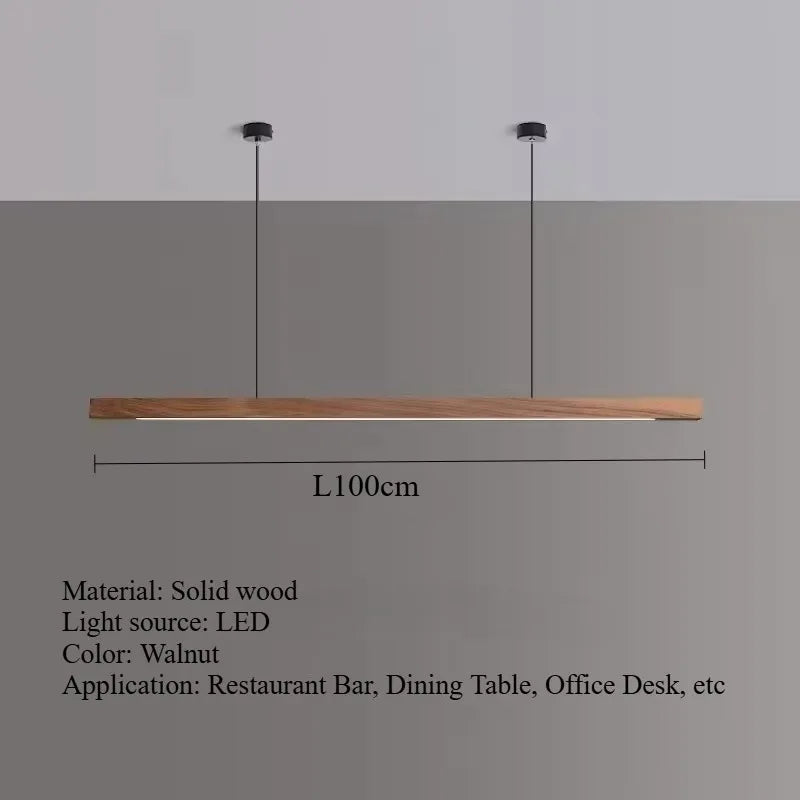 Nordic Walnut Solid Wood Pendant Light LED for Dining Tables, Study Rooms, Bar Counters, Office Desks, Indoor Home Lighting