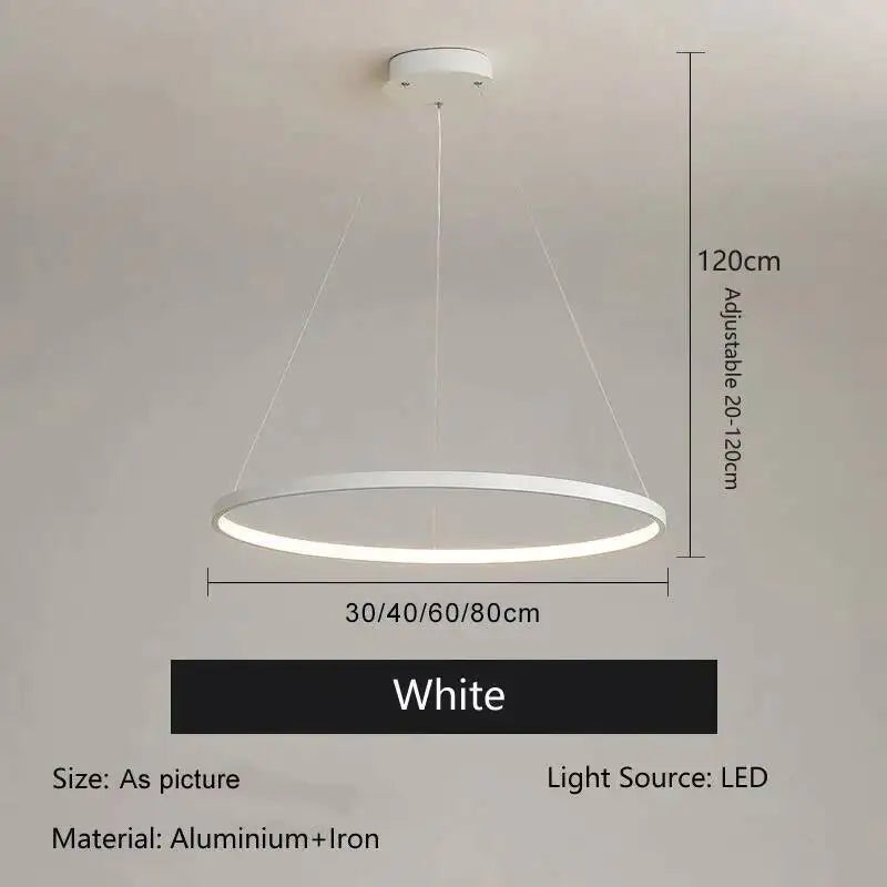 Nordic Ring LED Chandelier - Modern Aluminum Circle Pendant Light (Black/Gold)
