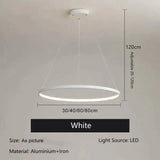 Nordic Ring LED Chandelier - Modern Aluminum Circle Pendant Light (Black/Gold)
