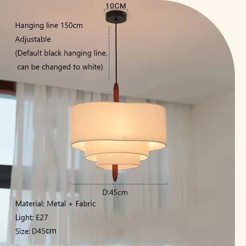 Nordic Minimalist Wabi Sabi Fabric Chandelier Living Dining Room Bedroom Pendant Light Home Indoor Lighting Hanging Lamp Fixture