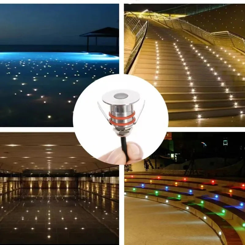 DC12V 24V LED Mini Underwater Light IP68 Waterproof Underground Lamp Spotlight Stainless Steel for Pool Stair Step Pathway Deck