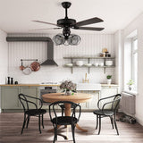 52” Retro Industrial Ceiling Fan 5 Light with Metal Lampshade and Remote Control for Living Room