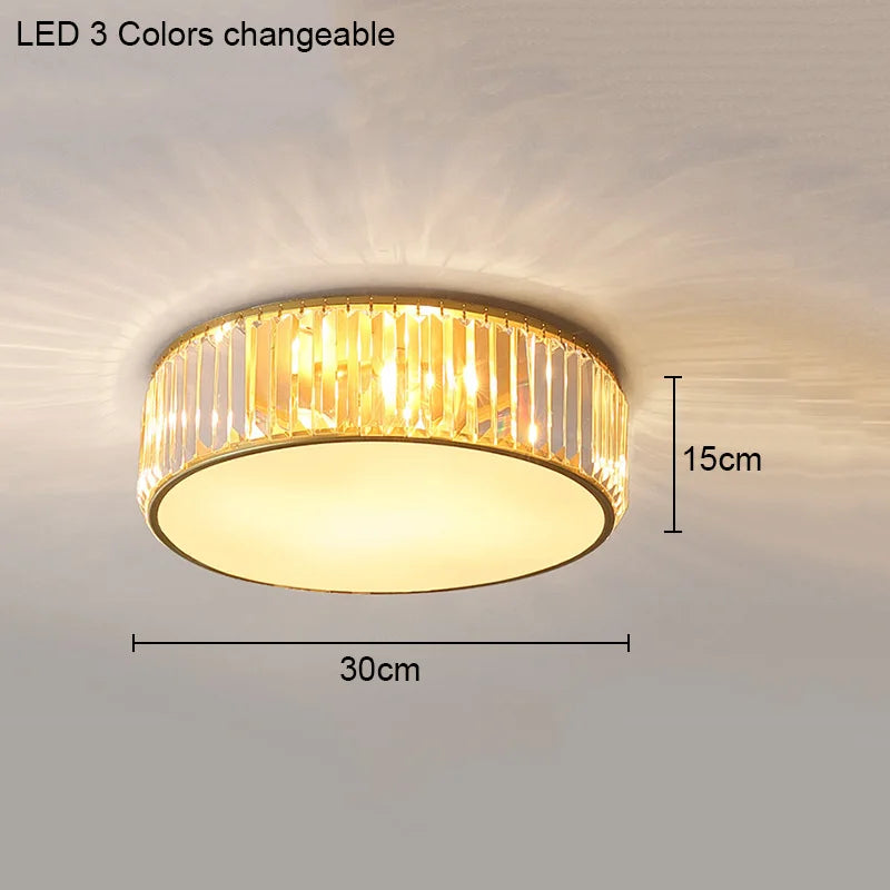 Modern Bedroom Round Square Geometric Shaped Crystal Ceiling Lamp Living Room Light Luxury Simple Design Led Flower Lighting