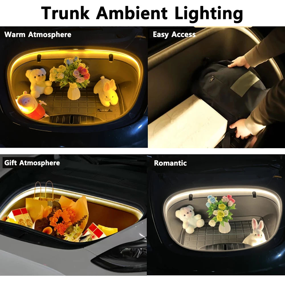 2026 New Rear Front Trunk Waterproof LED Strip Atmosphere Brighten Light Plug & Play for Tesla Model Y Juniper New 3 Highland
