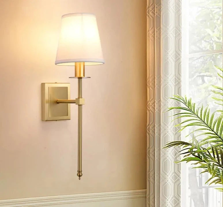 American Copper Wall Lamp Gold Bedroom Bedside Wall Decoration Light Living Room Background Villa Aisle Corridor Wall Sconces