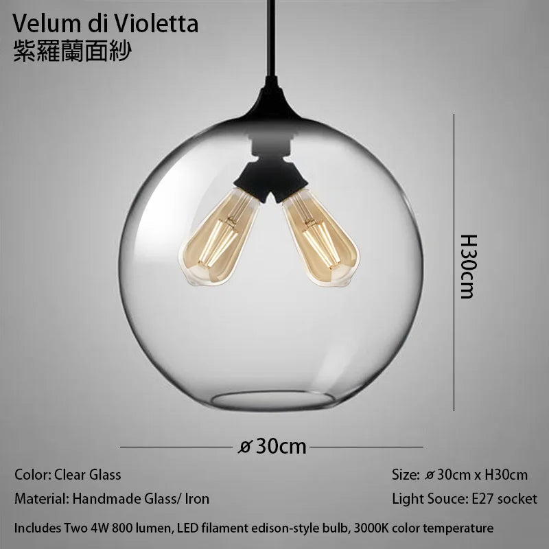 Caren Lighting handmade Glass Modern Nordic hanging loft Glass Pendant Light decor Lights Fixtures led filament dinningroom Lamp