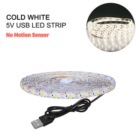 5M PIR Led Motion Sensor LED Strip Lamp 5V Led Under Cabinet Lamp Tape Ribbon Diode Light Battery Powered TV Backlight Lighting