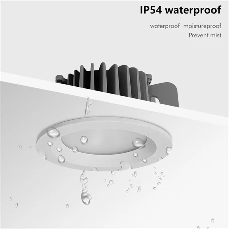 Recessed LED Ceiling Downlight IP65 Waterproof Hotel Home 10W 15W 25W 40W 55W COB Led Spot Light 110V 220V Bathroom Lighting
