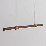 Wooden Long Chandelier Dining Table Decoration Hanging Lighting For Ceiling Dining Room  Pendant Lamp Copper Walnut  Led Ligh