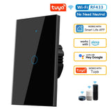 WiFi Smart Touch Light Switch (No Neutral Required) - RF433 Remote Wall Switch