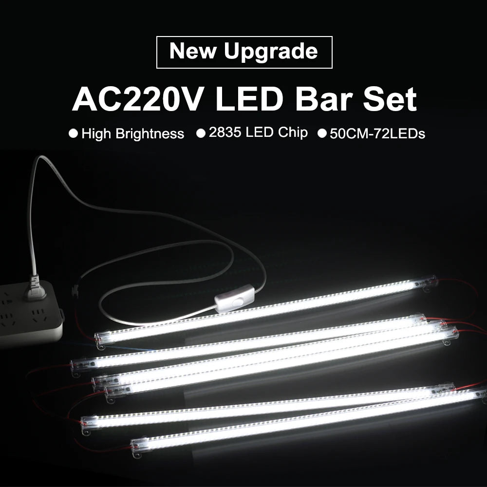 SMD2835 LED Tube AC 220V 8W High Brightness Hard Rigid LED Strip Bar Lights 50cm 72LEDs Energy Saving LED Fluorescent Tubes Set