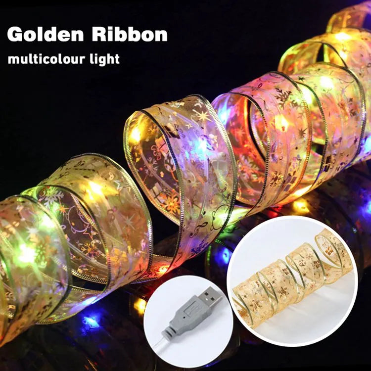 Ribbon Fairy Light Christmas Decoration Christmas Tree Ornaments For Home 2023 Xmas String Lights Navidad Natal New Year 2024