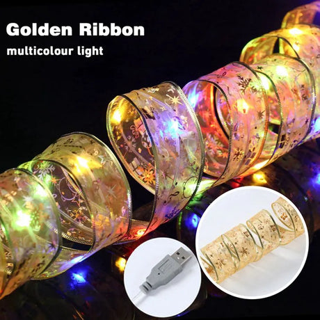 Ribbon Fairy Light Christmas Decoration Christmas Tree Ornaments For Home 2023 Xmas String Lights Navidad Natal New Year 2024