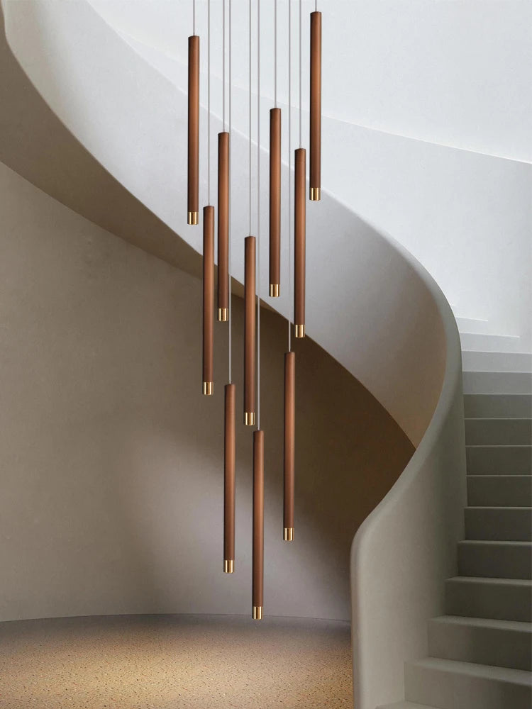 Modern Stair Chandelier Nordic Luxury Minimalist Pendant Light Villa Living Room Lighting LED Showroom Ceiling Lamps Chandelier