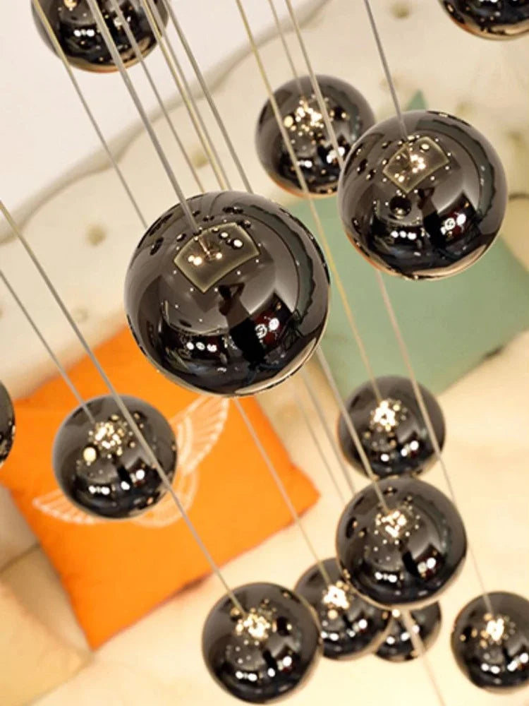 Villa Pendant Lights Staircase Long Hanging Lamps Ball Chandeliers Restaurant Bar Indoor Decorative High-Level Ceiling Lighting
