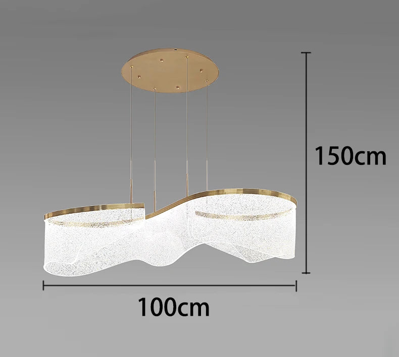 Medieval Bauhaus Luxury Fiberglass Paper Scarf Shape Wedge LED Pendant Light Lustre Lamps for Living Room Decoration Chandeliers