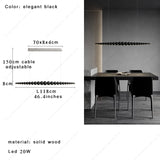 2026 Oriental Solid Wood Carving Chandelier - Long LED Dining Room Light