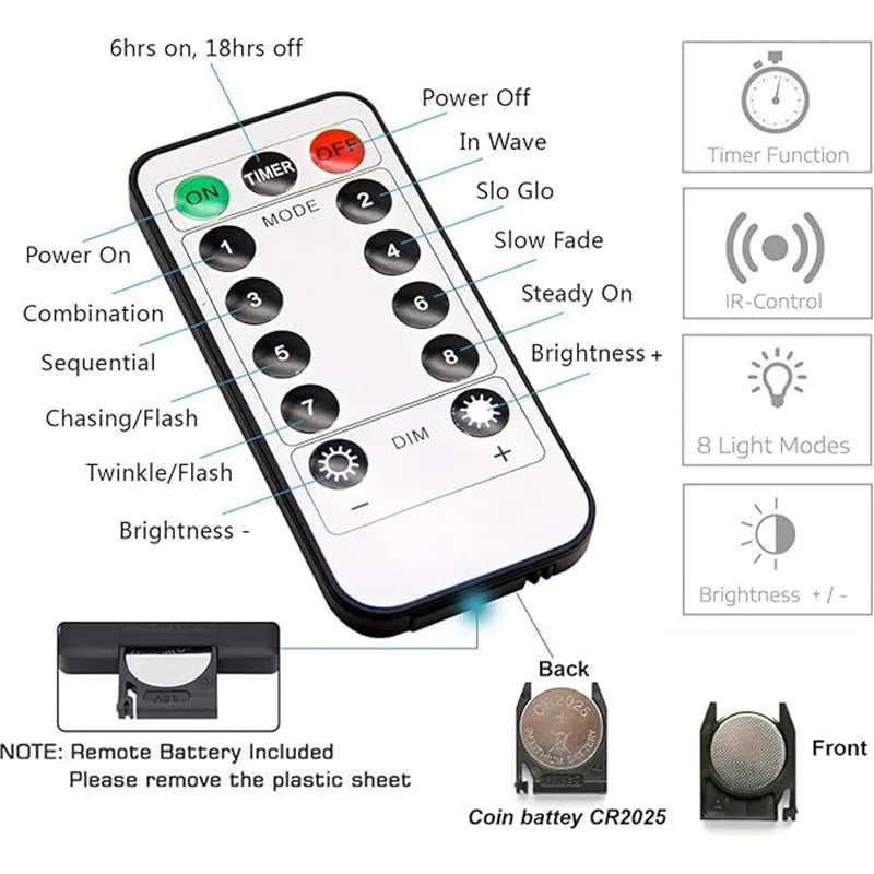 Curtain LED String Lights 8 Modes Fairy Light USB Remote Control Bedroom Holiday Wedding Christmas Decoration Lamp