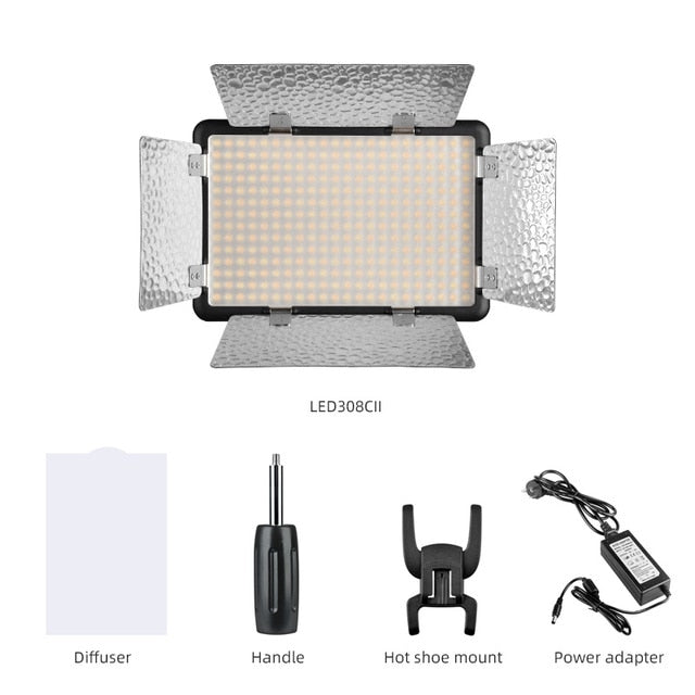 Godox LED308C II LED308 LED Video Studio Light Camera Fill Lamp With Adapter Professional Photographic Lighting Live Streaming