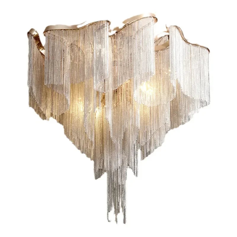 Modern Led Tassels Chain Ceiling Chandelier Aluminum Luxury Chain Ceiling Light Living Room Bedroom Kitchen Villa Decor