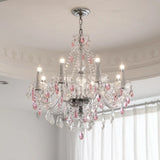 French Green Crystal Candle Chandelier Luxury Romantic Glass E14 Pendant Lights Living Room Art Decor Led Lamparas Bedroom Lamp