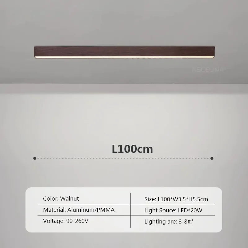 Modern LED Ceiling Lamp for Living Dining Room Long Strip Wooden Decor Lamps Entryway Bedroom Aisle Cloakroom Lighting Fixture