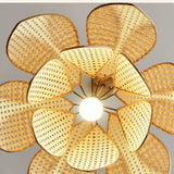 Dining Room Rattan Petal E27 Chandelier Nordic Wabi Sabi Led Pendant Lights Modern Simple Foyer Suspend Lamp Bedroom Lamparas