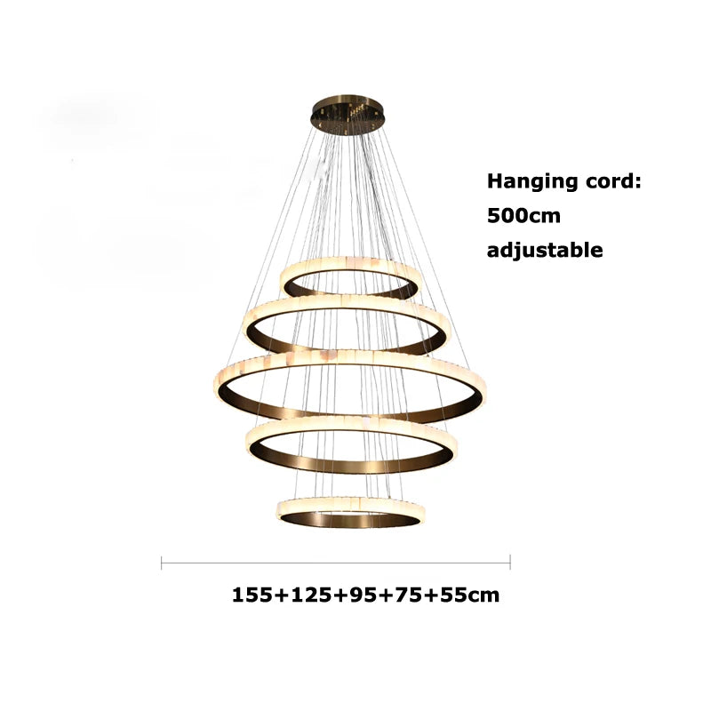 LED Luxury Marble Golden Black Lustre Hanging Lamp Chandelier Lighting Suspension Luminaire Lampen For Living Room