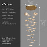 Luxury Stair Chandelier Pendant Light Lighting Duplex Loft Glass Hanging Lamp Nordic Minimalist Long Staircase Chandelier Lustre