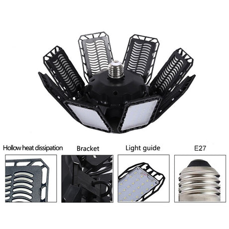 100-200W Led Garage Light E27/E26 Big Lamp Adjustable Deformable Bulb Ceiling Light for Shop/Storage/Warehouse Workshop Lighting