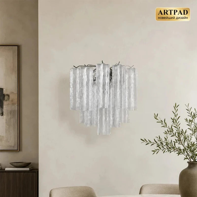 Italian Murano Glass LED Wall Lamp - Luxury Decorative Sconce Light Fixture for Bedroom Bedside, Living Room & Restaurant
