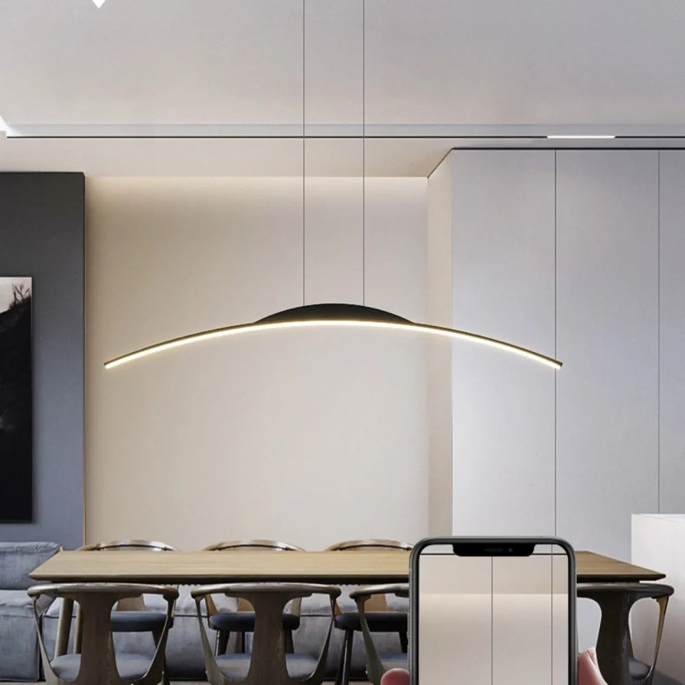 Modern LED Chandelier for Dining Room Kitchen Bar Living Bedroom Ceiling Pendant Lamp Black Simple Design Chandelier Light