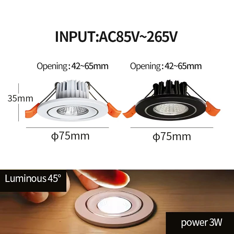 Recessed mini Spotlight 1w 3w LED ceiling light 110 volt 220V indoor embedded small downlight with driver set