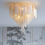 Modern Led Tassels Chain Ceiling Chandelier Aluminum Luxury Chain Ceiling Light Living Room Bedroom Kitchen Villa Decor