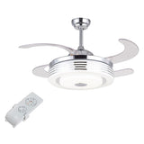 42" Invisible Ceiling Fan w/ Light Lamp Bluetooth 7-Color LED Chandelier w/ Bluetooth Music Player Speaker Remote Control