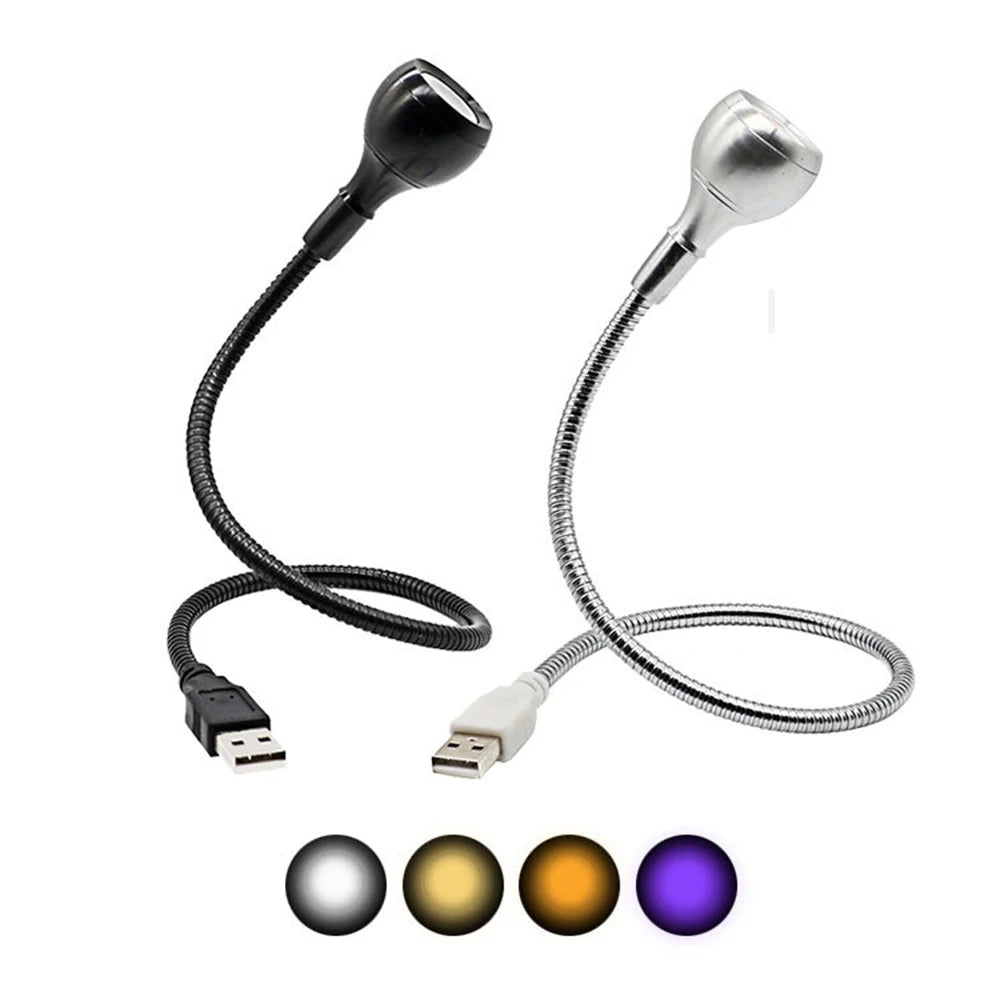 3W Metal Led Book Light USB Powered with Flexible Gooseneck White/Black Shell Portable Reading Lamp for Bedroom,Laptop