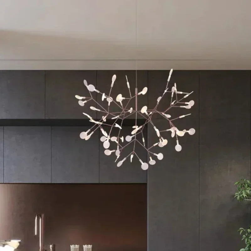 Nordic Circular Chandelier Living Room Kitchen Corridor Postmodern Tree Branch Design Firefly LED Pendant Light Led Lamp