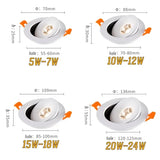 Recessed Anti-glare COB spotlights LED downlight 360° rotation Dimmable Ceiling lamp  Interior lighting