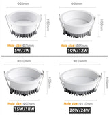 LED down light anti-glare tri-color variable light 7W10W15W24W round ceiling background light AC85-265V LED spot light lighting