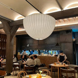 Japanese Wabi-Sabi White Silk E27 Pendant Light - Nordic Art Fabric Ceiling Chandelier Lamp Fixture for Living Room, Dining Room & Bedroom