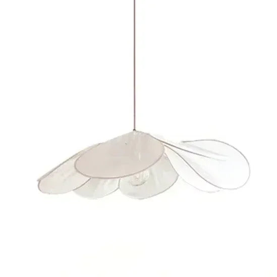 Minimalist LED Flower Fabric Pendant Light - Floral Textile Ceiling Chandelier Lamp Fixture for Living Room, Master Bedroom & Dining Table