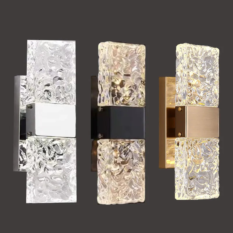 Corrugated Crystal Wall Lamps Modern LED Lighting Indoor Wall Sconces Living Room TV Background Bedroom Aisle Home Decor Lustre