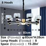 Modern Crystal Glass Ceiling Chandelier LED Pendant Lights Home Decorative for Living Room Bedroom Kitchen Dining Room Indoor