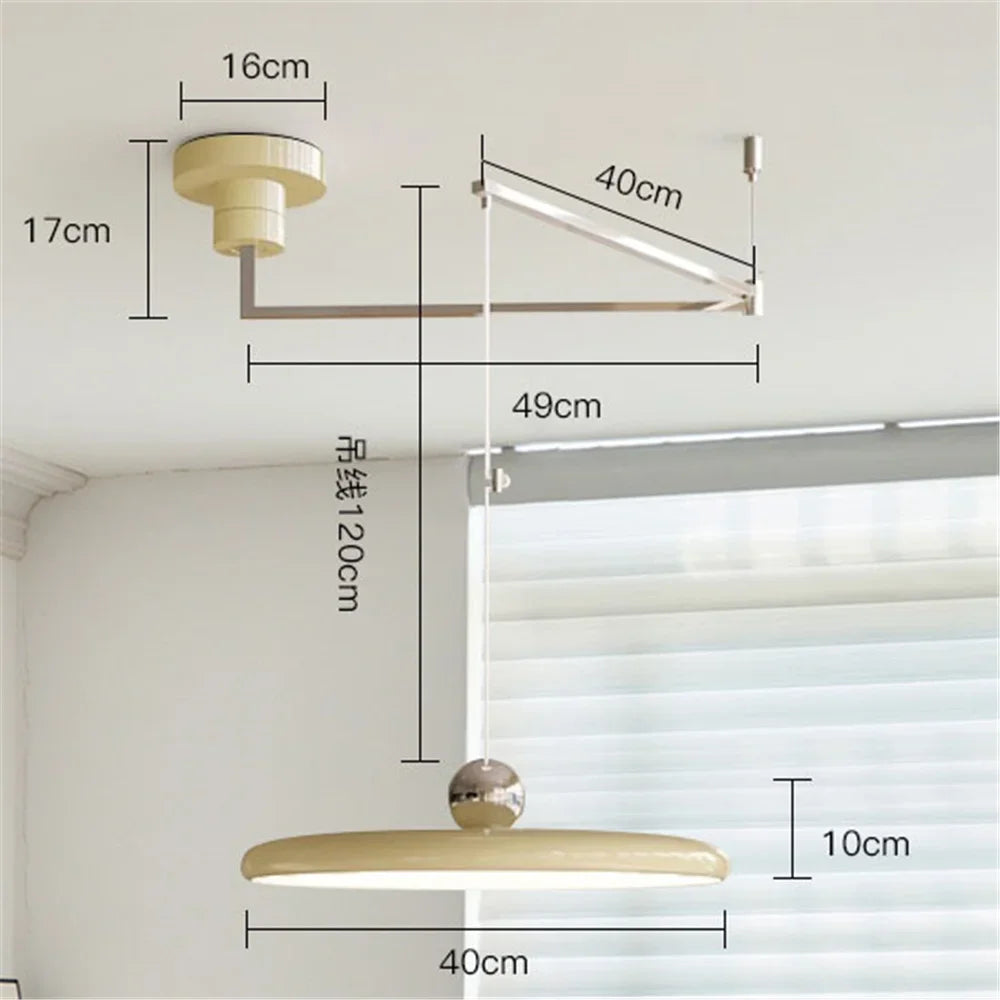 French Rocker arm Hanging Chandelier Light Fixture  Folding LED Colorful Pendant Lamp for Living Room Dining Room Bedroom