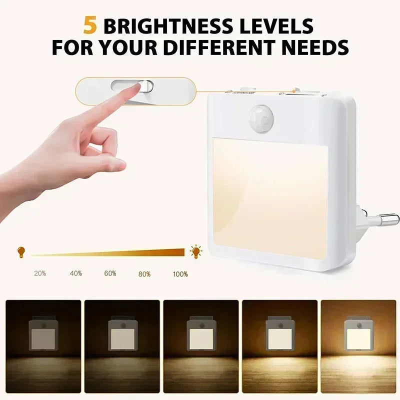 Plug-in LED Motion Sensor Night Light - EU/US/UK/AU - Dusk to Dawn Sensor